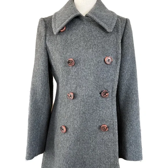 SOLD- Classic Vintage Union Made Gray Wool Ling Coat - Fall Autumn Winter - Picture 2 of 7